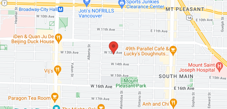 map of 1 134 W 13TH AVENUE